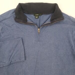 J.Crew Mens 100% Cotton Quarter Zip Pullover Sweater Blue Heather Size L 64895